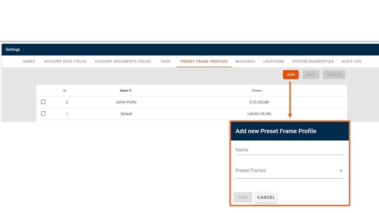 Preset Frame Profiles