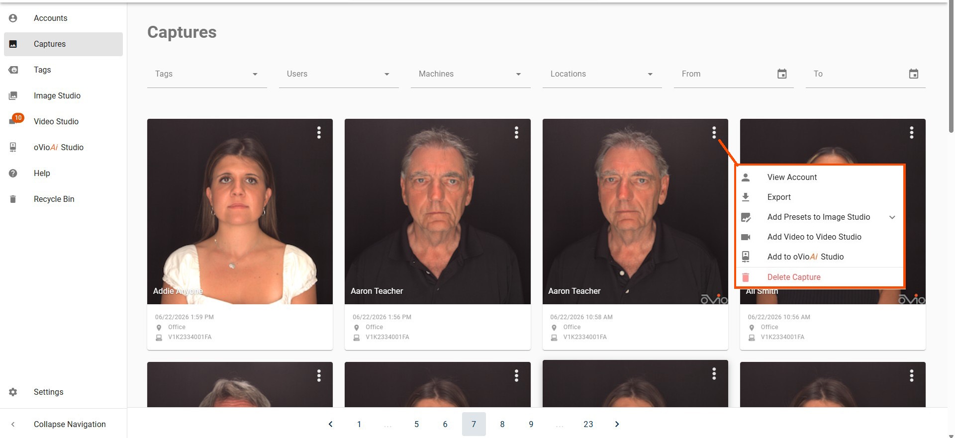 Captures Page